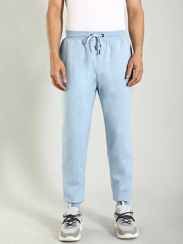 Indian Terrain Men's Regular Fit Solid Blue Track Pants